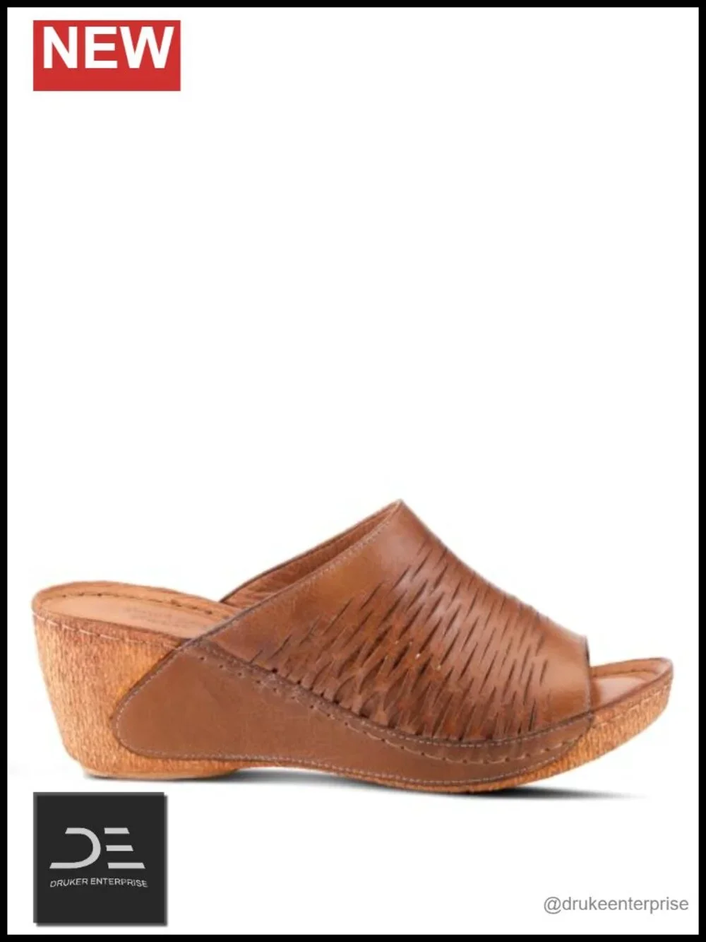 Slip On Wedge Sandals Leather Slingback Open Toe